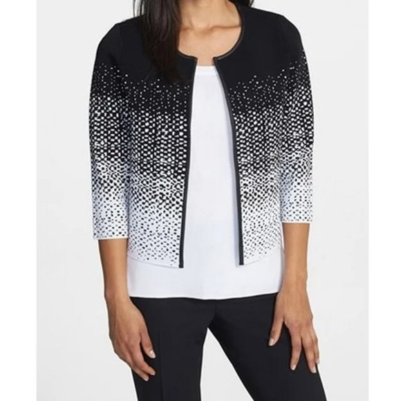 Classiques Enrier Sweaters - Classiques Entier Leather Trim Knit Cardigan XS